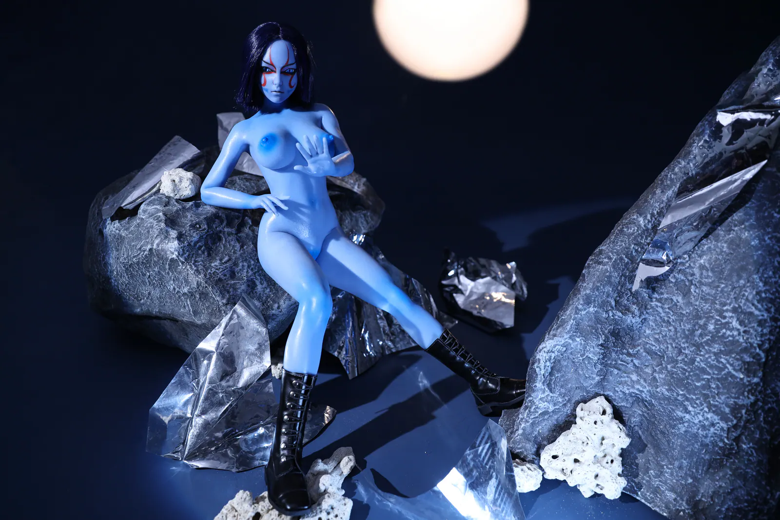 Momoko Si60 L, Silikon-Sexpuppe, Hautfarbe Blau, konfigurierbar